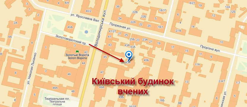 Київський Будинок вчених. Мапа